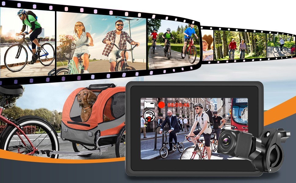 Stražnja kamera za bicikl (bicikl) sa monitorom sa mogućnošću snimanja