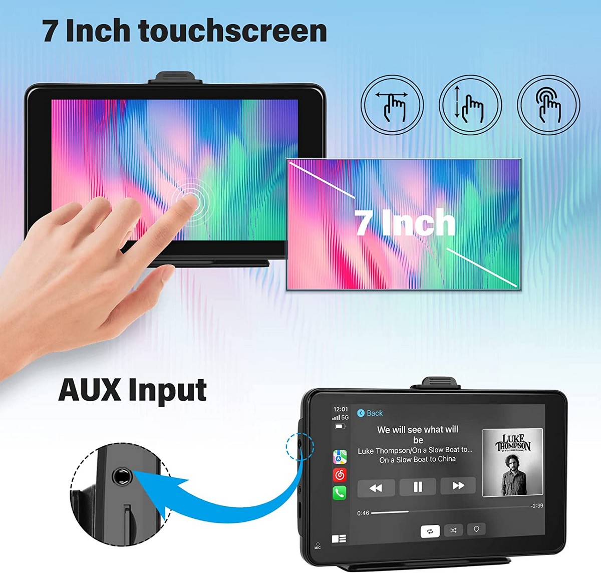 7 inčni monitor osjetljiv na dodir za kamere za vožnju unatrag + zrcaljenje slike