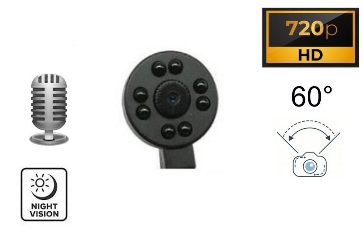 Pinhole kamera s noćnim vidom 8x IR u gumb HD s kutom od 60° + mikrofon
